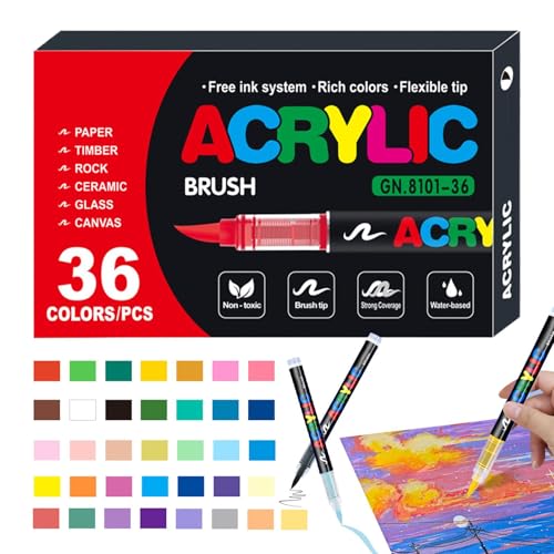 Acryl-Pinselmarker, mehrfarbiger Malstift, multifunktionaler Acrylfarben-Marker, Kunst- und Bastelbedarf, für Kinder und Erwachsene von Generisch