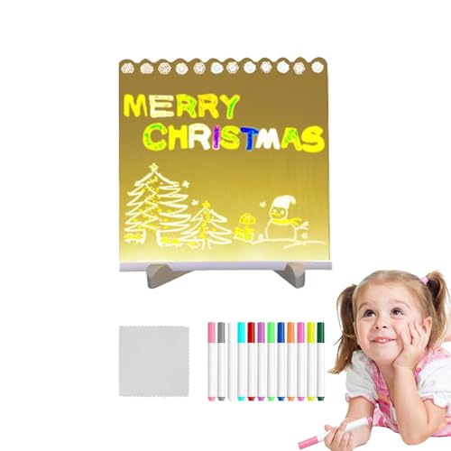 Acryl trocken abwischbare Tafel mit LED | Desktop Memo beleuchtetes Zeichenbrett | Exquisite LED-Notiztafel, multifunktionales Acryl trocken abwischbare Tafel für Schule, Café, Zuhause von Generisch