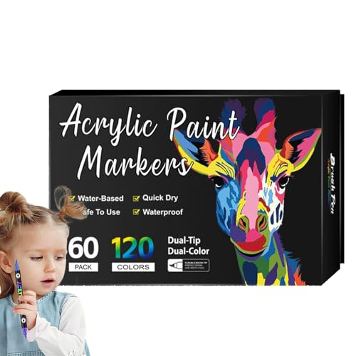 Acrylfarben-Marker, Doppelspitzen-Set, Permanentmarker, Bastelbedarf, Zeichenwerkzeuge für Stein, Stoff, Papier, Leinwand, Keramik Acrylfarben-Marker, Doppelspitzen-Set, Permanentmarker, Bastelbedarf, Zeichenwerkzeuge für Stein, Stoff, Papier, Leinwand, Keramik von Generisch