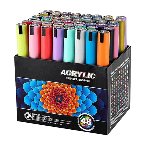 Acrylfarbstifte-Set, feine Spitze, Acrylstifte, extra feine Acrylstifte, wasserfester Stift, Marker, Neonfarben-Stift, Doppelspitzen-Farbmarker für den Innen- und Außenbereich von Generisch