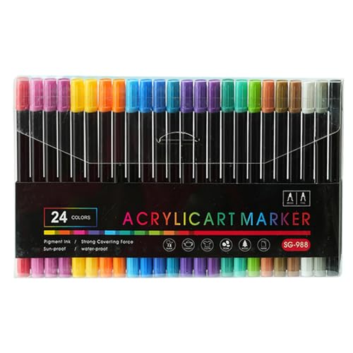 Acryllackstifte Mit Farbset 24/36 - Lackstifte - Fasermaler - Farbmarker Set - Wasserdichte Lackmarker | Filzstifte Für Cart B von Generisch