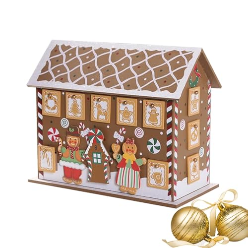 Adventskalender 2024 Lebkuchenhaus, Adventskalender aus Holz zum Befüllen, 24 Tages Adventskalender Selber Befüllen, Adventskalender zum selbst Befüllen mit 24 Schubladen-Boxen von Generisch