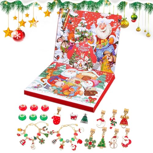 Adventskalender-Armbänder,Armband Adventskalender Kinder - 24-Tage-Countdown-Kalender-Set für Kinder - Schmuckherstellungsset, Armbänder, Ornamente, Kinderurlaub, für Mädchen, Kinder, Frauen von Generisch