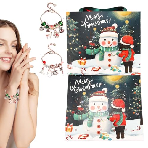 Adventskalender-Armbänder für Mädchen, Countdown bis Weihnachten-Charm-Adventsarmband | Schmuckherstellungsset für Mädchen | 24 Tage Weihnachts-Countdown-Kalender-Armband-Set für Neujahr, Geburtstag von Generisch