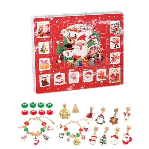 Adventskalender-Armbänder für Mädchen,Adventskalender-Armbänder | Adventskalender für Kinderferien,Schmuckherstellungsset, Armbänder, Ornamente für Mädchen, Weihnachten, Neujahr, Geburtstag von Generisch