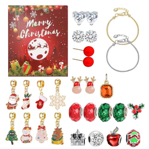 Adventskalender-Armband,Weihnachts-Adventskalender-Armband-Set | Schmucksets 24-Tage-Countdown-Kalender - Countdown bis Weihnachten Adventskalender Schmuckherstellungsset für Weihnachtsdekorationen von Generisch