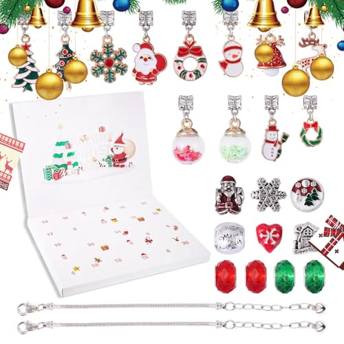 Adventskalender-Armband-Set, Weihnachts-Countdown-Armband | Advents-Countdown-Kalender-Armband-Charm - „Celebrate Christmas“-Schmuckherstellungsset, interaktiv für Schwestern und Klassenkameraden von Generisch