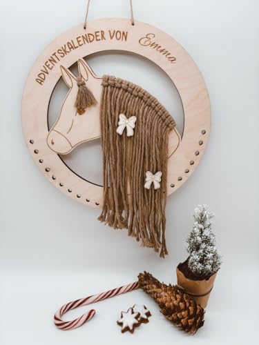 Adventskalender "Pferd" aus Holz | personalisierbar | Adventskalender zum selbstbefüllen (Stern) von Generisch