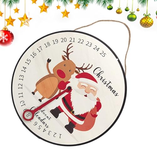 Adventskalender-Schild – Holz-Advents-Countdown-Kalender-Wandschild, Countdown-Uhr, saisonale Bauernhaus-Dekoration für Wohnzimmer, Schlafzimmer von Generisch