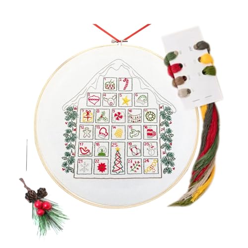 Adventskalender-Stickset, klassisches Weihnachts-Stickset, einzigartige Figuren, Stickset für Urlaub, Kunst, Basteln für Kinder, Wand, Weihnachten von Generisch