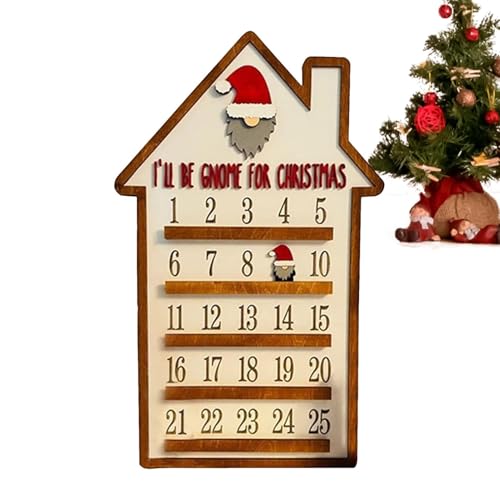 Adventskalender aus Holz | Countdown-Kalender aus Holz im Kaminhaus-Design für Weihnachten, kreative Wanddekoration mit abnehmbarem Weihnachtsmann, dekorativer Weihnachts-Weihnachtskalender für K von Generisch