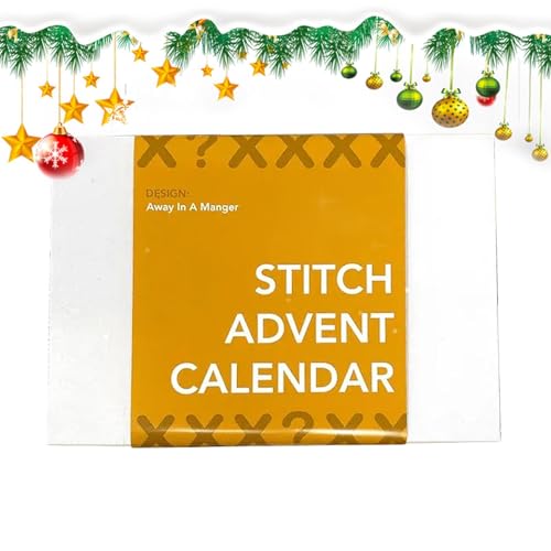 Adventskalender mit Weihnachtsstickerei, 24 Tage Countdown-Adventskalender, Weihnachtsstickerei-Starter-Set für Anfänger und Erwachsene, Stickerei-Bastelbedarf von Generisch