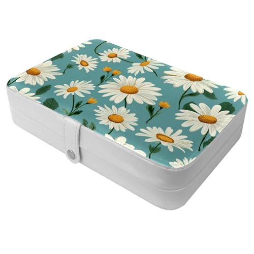 Aesthetic Daisy-374 Reise-Schmuckschatulle – Ihre tragbare Schatztruhe für Ringe, Ohrringe, Halsketten. Tolles Geschenk für Frauen, die gerne reisen, großes Organizer-Etui, 1 Packung von Generisch