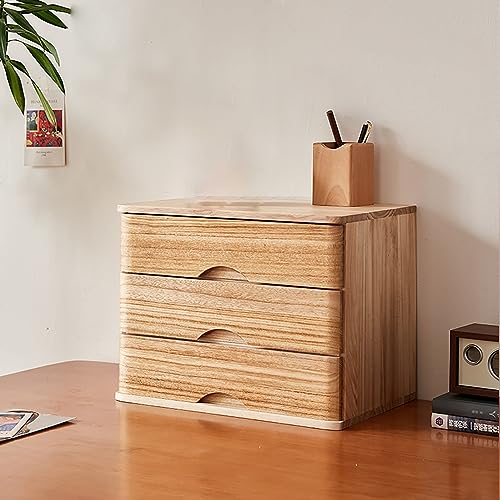 Aktenschrank aus olidem Holz, Büro-Aufbewahrungsbox, Schubladenbox mit erhöhten Regalen für Computerdokumente und Kleinteile. von Generisch