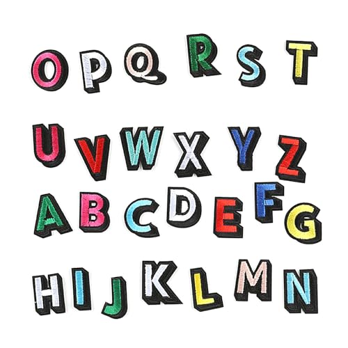 Alphabet-Aufnäher, Buchstaben-Aufnäher, bestickte Aufnäher, zum Aufbügeln, stilvolle kreative Alphabet-Aufkleber für Schuhe, Hüte, 26 Stück von Generisch