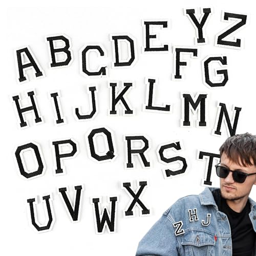 Alphabet-Patches zum Aufbügeln – bestickte Aufnäher für Buchstaben, kreative Buchstaben zum Aufbügeln, bestickte Aufnäher für Hemden, Jeans, Schuhe von Generisch