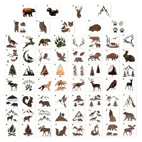 Animal Stencils For Crafts Reusable, 65X Animal Reusable Small Cute Painting Stencils, 3 X 3 Inch PET Paint Template Stencils Reusable Stencil For Craft Ornament Craft Card Glass Pottery von Generisch