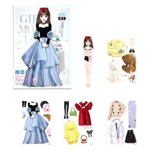 Anzieh-Stickerbücher für Mädchen, Sticker-Aktivitätsbuch Prinzessin,Magnetisches Anzieh-Aktivitäts-Papierpuppenbuch | Puppen-Anziehaufkleber-Set, magnetische Prinzessin-Puppenfigur für Mädchen von Generisch