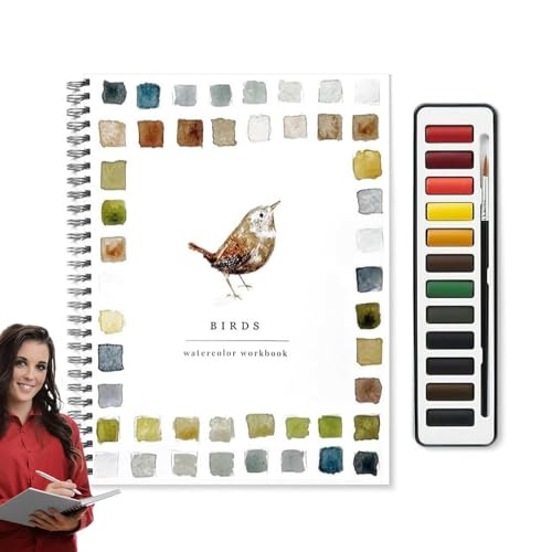 Aquarell Arbeitsbuch - Anfänger Aquarell -Übungsbuch | Aquarell Arbeitsmappe für Anfänger, Anfänger-freundliche Aquarellzeichnungsset, Wasserfarbenbücher Kit mit Pinsel für Kinder Mädchen Kind Kind von Generisch