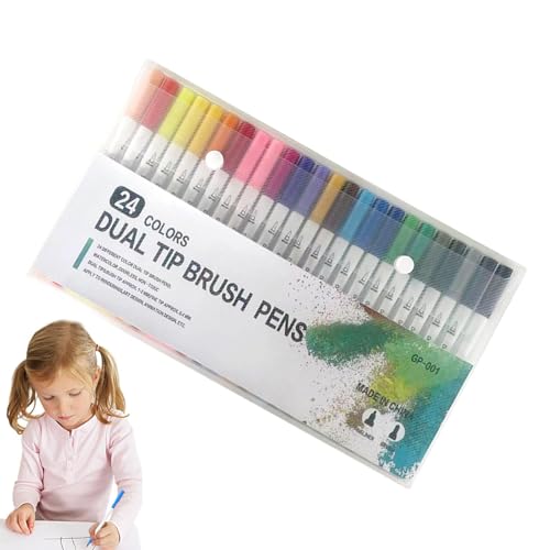 Aquarell-Pinselstifte, doppelseitiges Design-Marker, Aquarell-Pinselstift-Set zum Malen, Zeichnen, für Projekte, 24 Stück von Generisch