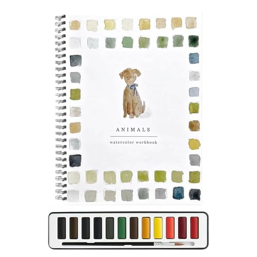 Aquarell-Skizzenbuch, Aquarell-Arbeitbücher, Anfängerfreundliches Vogel-Aquarell-Malset, 12 Farben, Aquarellfarben-Set mit Pinsel, Anfängerfreundliches einfaches Zeichenbuch von Generisch