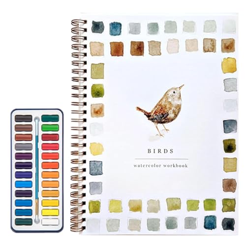 Aquarell Workbook, 12 Farb Aquarellfarbe Set mit Pinsel, Wasserfarbe Bücher Gemälde Vorräte Kit, Aquarellkunsthandwerksmalerei Buch für Kinder und Erwachsene von Generisch