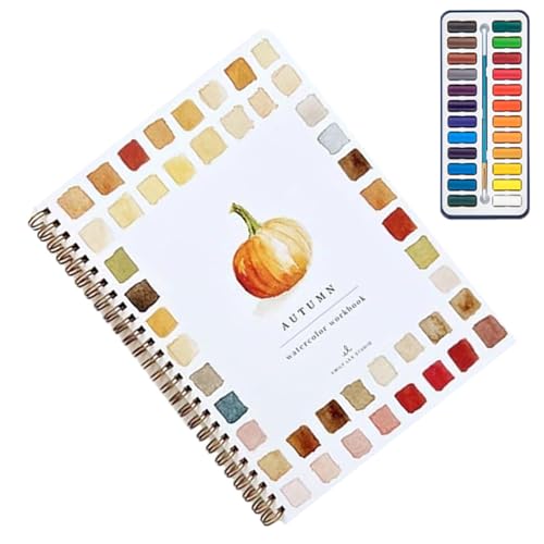 Aquarell Workbook, 12 Farb Aquarellfarbe Set mit Pinsel, Wasserfarbe Bücher Gemälde Vorräte Kit, Aquarellkunsthandwerksmalerei Buch für Kinder und Erwachsene von Generisch