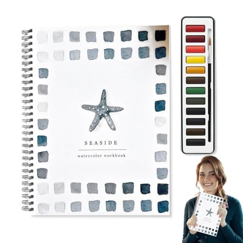 Aquarell Workbook - Papier Aquarell Malerei Kit | Aquarell Buchfarbe Set | Aquarellzeichnung für Teenager | Wasserfarbe Bücher Kit mit Pinsel für Kinder Mädchen Kind Kind Erwachsene Teenager von Generisch