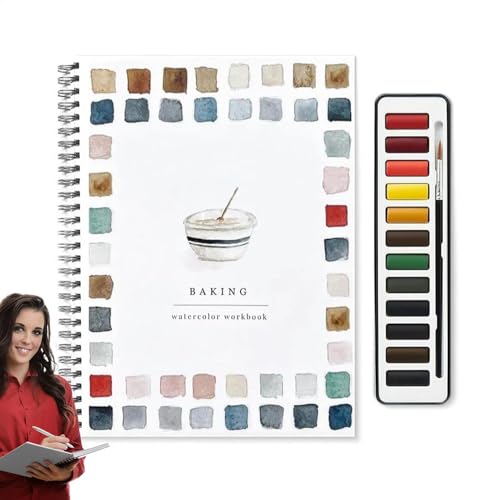 Aquarell Workbook - Papier Aquarell Malerei Kit | Aquarell Buchfarbe Set | Aquarellzeichnung für Teenager | Wasserfarbe Bücher Kit mit Pinsel für Kinder Mädchen Kind Kind Erwachsene Teenager von Generisch