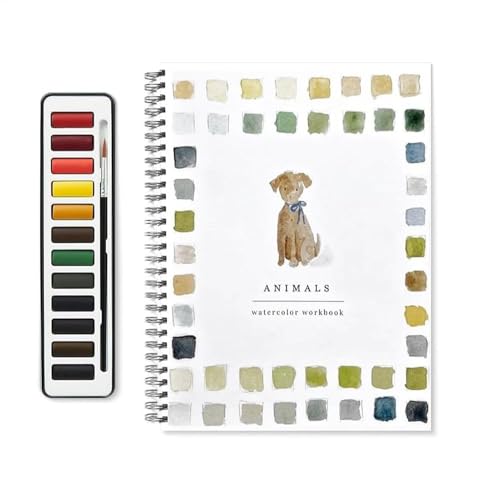 Aquarell Workbook - Papier Aquarell Malerei Kit | Aquarell Buchfarbe Set | Aquarellzeichnung für Teenager | Wasserfarbe Bücher Kit mit Pinsel für Kinder Mädchen Kind Kind Erwachsene Teenager von Generisch