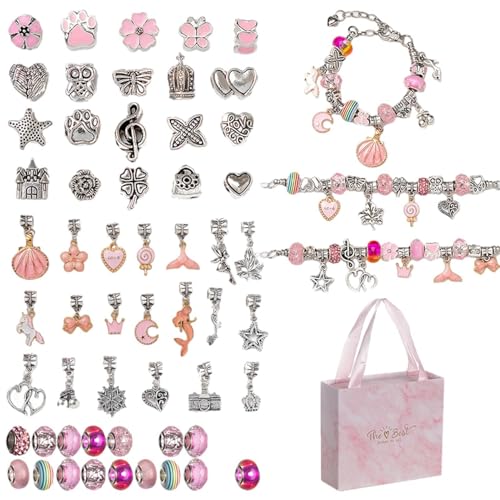 Armband-Herstellungsset, Charm-Armband-Herstellungsset,Buntes Perlenarmband-Set für Kinder, Schmuckherstellungsset - Trendiges Schmuck-Perlen-Set, Bettelarmband-Halsketten-Set für Mädchen und Frauen von Generisch