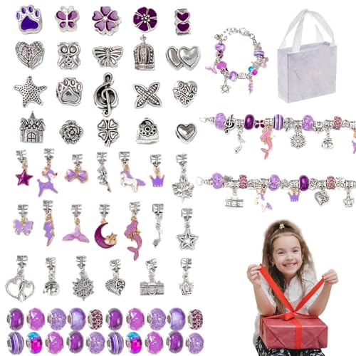 Armband-Herstellungsset, Charm-Armband-Herstellungsset - Kinderschmuck-Herstellungsset, handgefertigtes Perlenarmband-Set | Modisches Perlen-Bastelset für Kinder, Schmuck-Perlenset für Mädchen und Fra von Generisch