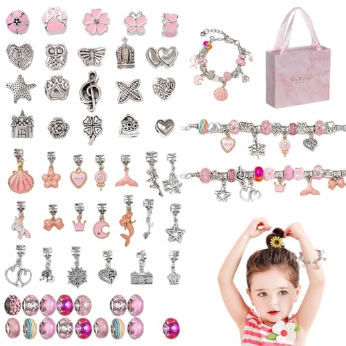 Armband-Herstellungsset, Charm-Armband-Herstellungsset - Perlenherstellungsset Vielseitiges Schmuckherstellungsset für Kinder | Trendiges Charm-Armband-Halsketten-Set für Kinder, Perlen-Bastelset für von Generisch