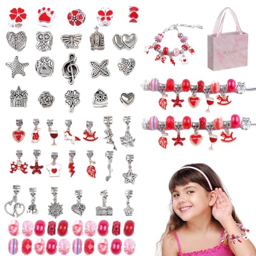 Armband-Herstellungsset für Mädchen, Schmuckherstellungs-Set für Mädchen,Buntes Schmuckherstellungsset für Kinder. Perlenherstellungsset | Charm-Armband-Halsketten-Set, modisches Schmuck-Perlenset zum von Generisch