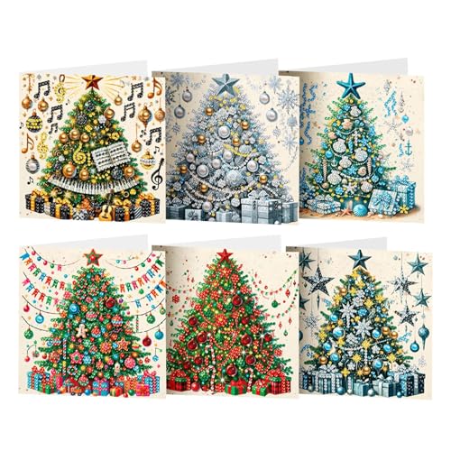 Art Christmas Cards, Handmade Holiday Greeting Cards, Christmas Tree Greeting Cards, Unique Seasonal Greetings Cards, Kids Christmas Card Making Kit, Build To Last For Home, School,Kids And Christmas von Generisch