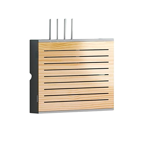 Aufbewahrungsbox für Router aus Holz mit Tür für Wohnzimmer, Kabelmanagement, Organizer für drahtlose Router, Modem und Kabel, Holzfarbe, Innendurchmesser 45 cm von Generisch