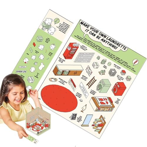 Aufkleberszenen, Aufkleberszenen für Kinder - 3D-Aufkleberpakete - Supermarkt-Backwaschküche, Familienbücher, Dekoration, sicheres Kinderspielzeug, wiederverwendbares Kunsthandwerkszubehör für und Mäd von Generisch