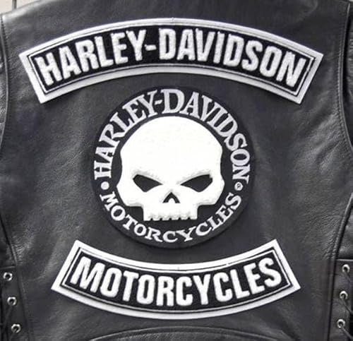 Aufnäher mit großem Totenkopf Willie G Patch GZM, kompatibel mit Harley Davidson für Motorradweste, Jacke, Custom Kleidung, 3 Stück, Stil Biker, personalisiertes Zubehör, hohe Qualität, langlebig, von Generisch