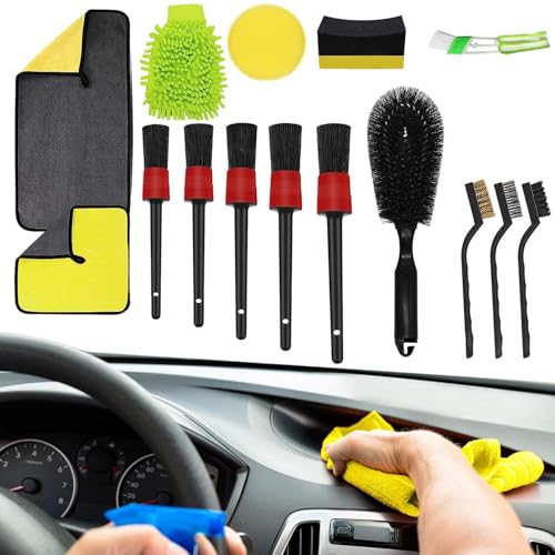 Außeninterieur -Auto -Detail -Kit, Außeninterne Car Cleaning Pinsel, 15x Reinigungshandtuchauto Innenausstattung Werkzeug, Komplette Set für die professionelle Autowartung für, Sitze, Felgen von Generisch