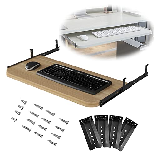 Ausziehbare Schreibtischablage für Tastatur und Maus, mit Schublade, 540/600/700 × 270 mm, platzsparende, einziehbare Plattform für Computertisch und PC-Tisch von Generisch