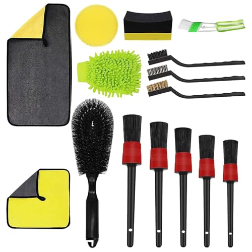 Auto -Innenreinigungsbürste Set, Außeninterieur -Auto -Detail -Kit, 15x Reinigungshandtuchauto Innenausstattung Werkzeug, Komplette Set für die professionelle Autowartung für, Sitze, Felgen von Generisch