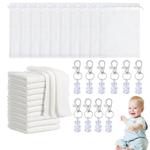 Bären-Geschenke für die Babyparty, Bärenhandtücher für die Babyparty - 10X Korallen-Fleece-Handtuch-Set in Bärenform - Babyparty-Handtücher mit Organzabeutel und Bärenmotiv für die Babyparty von Generisch