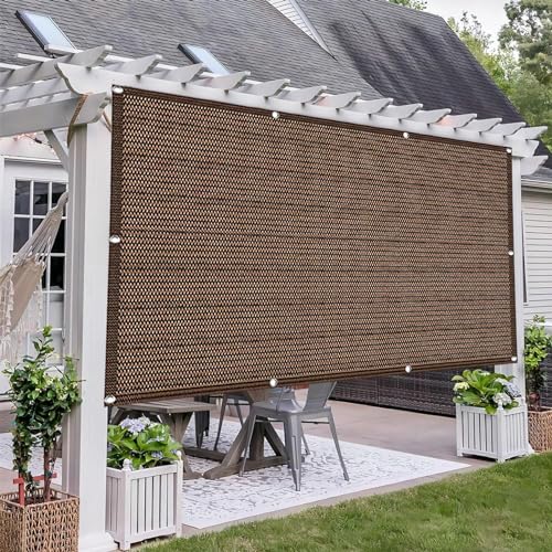 Balkon 2,1 x 7 m wetterfestes Windschutznetz Zaun für Garten Hof Rasen UV-Schutz mit Kabelbindern braun von Generisch