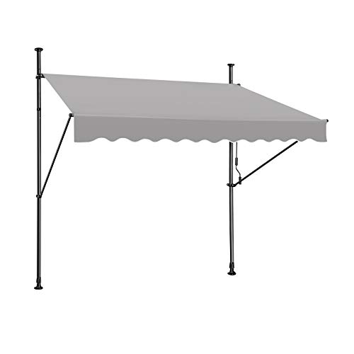 Balkon Klemme On Store UV-beständig mit Kurbel Höhenverstellbar Sonnenschutz Wasserdicht L 200 x B 120 cm Hellgrau von Generisch