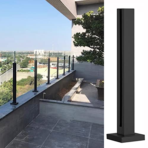 Balkon Treppengeländer Glas Deck Pfostenhalterung Klemme für 1,3 cm Glas Schwarz Quadratisch Pfosten Zapfen Ständer für Balustrade Zaun von Generisch