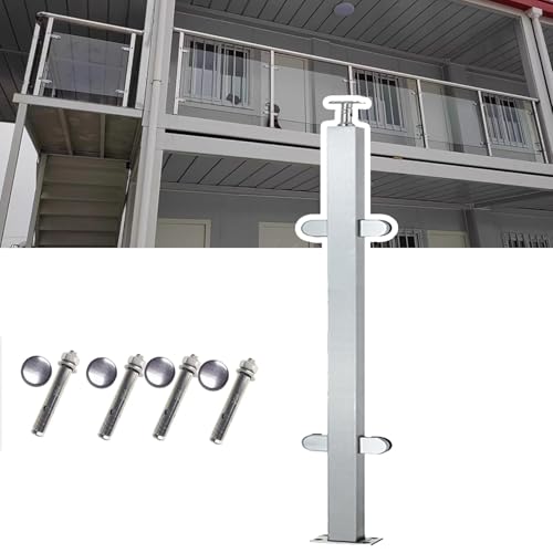 Balustradenpfosten aus Edelstahl, 85,1 cm hoch, Innentreppe, Geländerpfosten, quadratisches Glasende, Mitte/Eckpfosten mit Klemme, 85 cm von Generisch