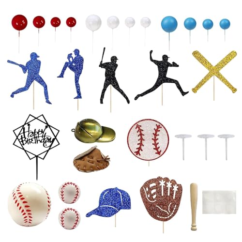 Baseball Happy Birthday Cake Topper,Baseball Kuchendekorationen,Glücklicher Baseball-Spieler-Kuchenaufsatz - Baseball-Sport-Kuchendekoration, Zubehör für Kinder, Erwachsene, Freunde, Familie von Generisch