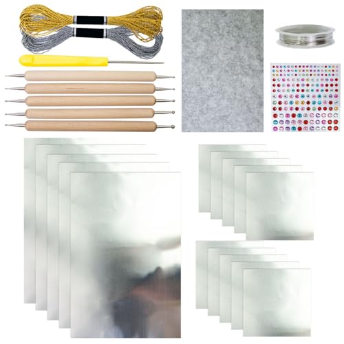 Bastelfolie,Alufolie Bastelrolle Für Handwerk | Silber Gold Glanz Zubehör Für Kinder Erwachsene Gravur Malerei Kunst Bastelfolie,Alufolie Bastelrolle Für Handwerk | Silber Gold Glanz Zubehör Für Kinder Erwachsene Gravur Malerei Kunst von Generisch