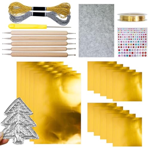 Bastelfolie,Metall Prägeset | Gold Glanz Bastelzubehör Mit Schimmer Effekt Für Kinder Erwachsene Bastelfolie,Metall Prägeset | Gold Glanz Bastelzubehör Mit Schimmer Effekt Für Kinder Erwachsene von Generisch