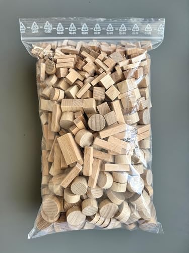 Bastelmaterial Set 800 Stück natur Buchenholz I Unbehandelte Naturbelassene Blanko Holzfiguren I Holzblöcke Bauklötze zum Basteln, Stempel, Bausteine, Spielsteine, Bastelmaterial von Generisch